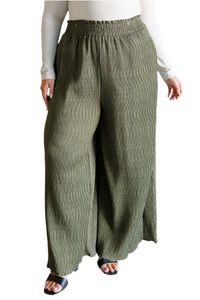 Harmony High Rise Wide Pants in Olive