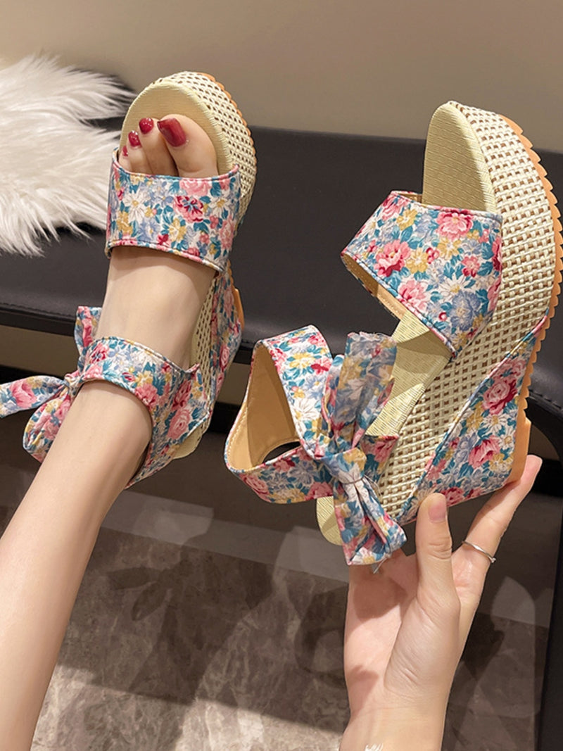 Floral Tied High Heel Sandals