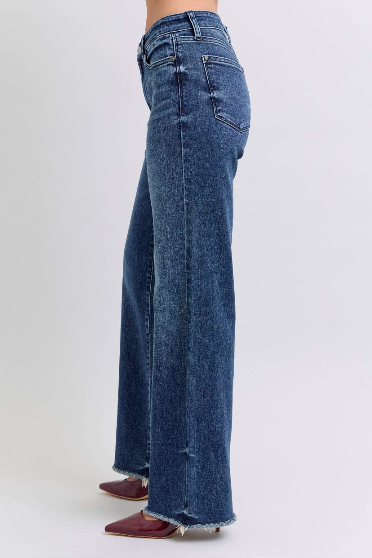 Raw Hem Mid Rise Jeans