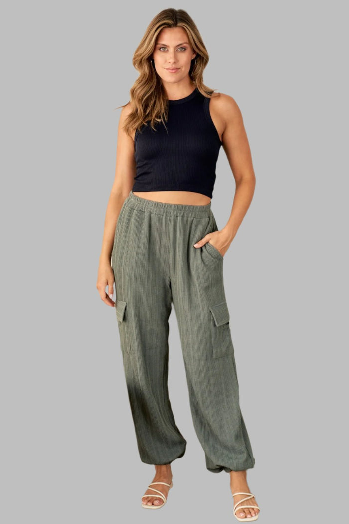 Hailey & Co Textured Rib Cargo Pants