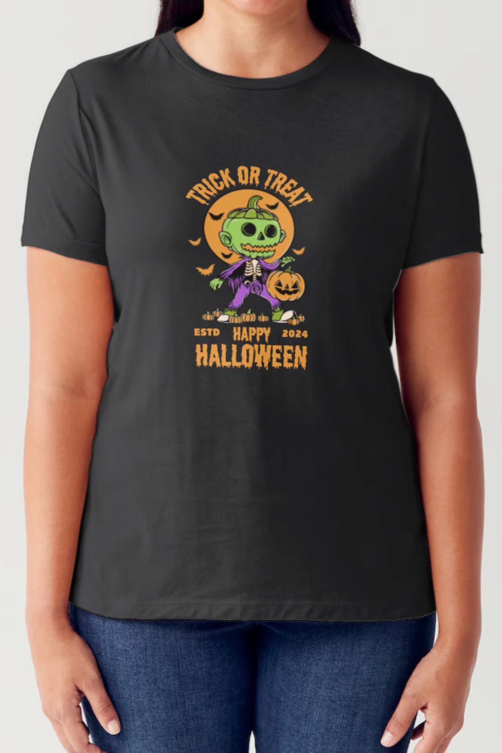 Simply Love TRICK OR TREAT Round Neck Short Sleeve Tubular T-Shirt