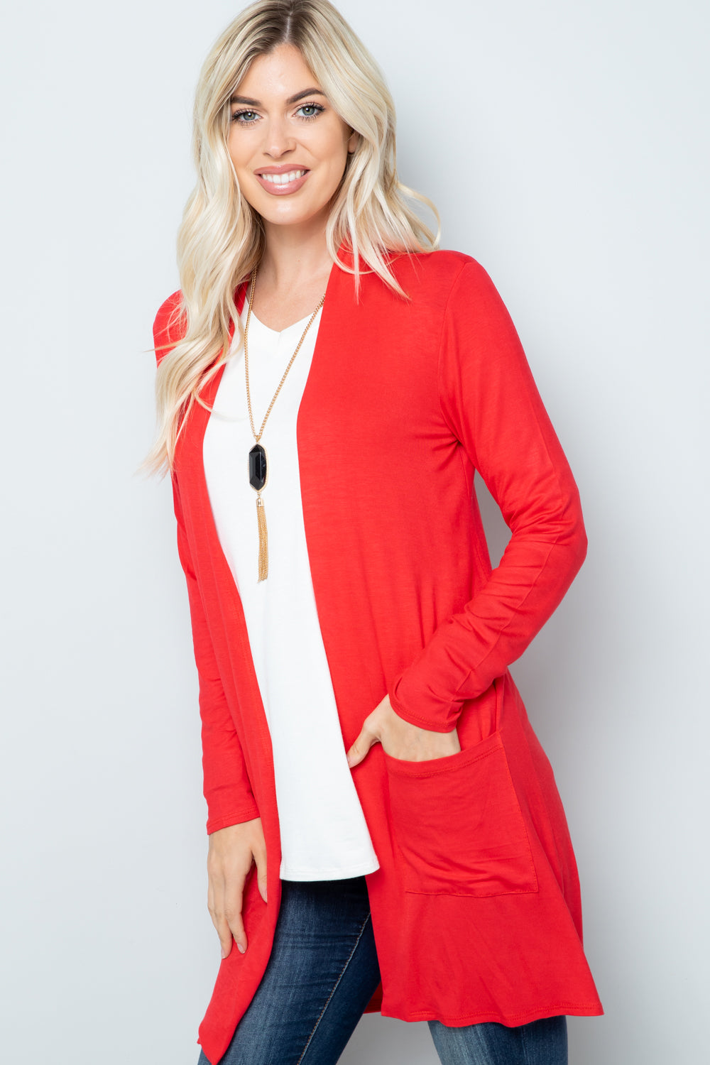 Celeste Open Front Cardigan with Pockets