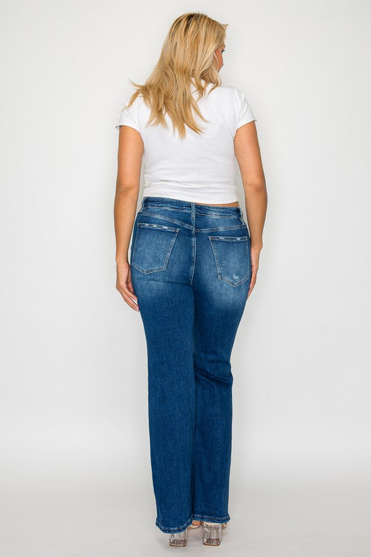 High Rise Bootcut Jeans with Pockets