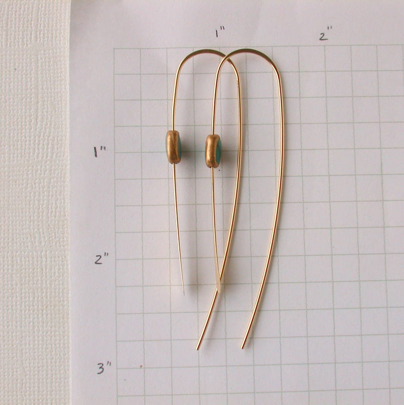 Turquoise Cabochon Threader Earrings