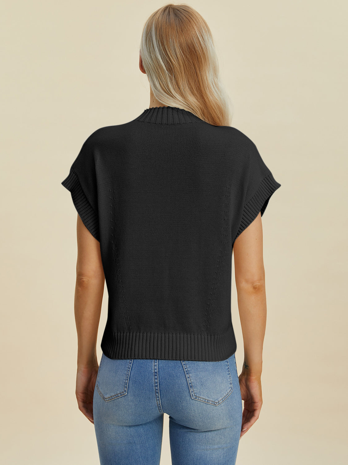 Double Take Mock Neck Short Sleeve Sweater