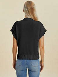 Double Take Mock Neck Short Sleeve Sweater