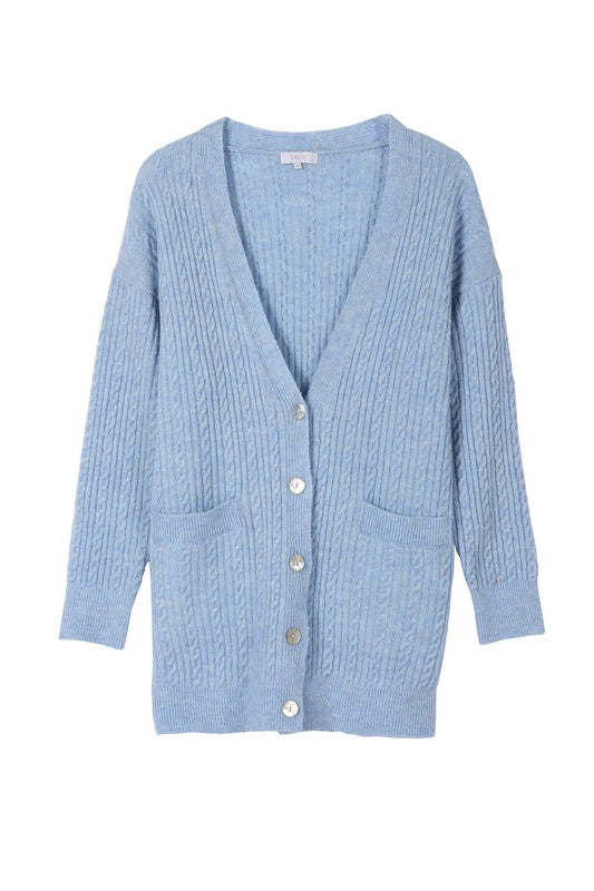 Wool Blended Cable Knit cardigan