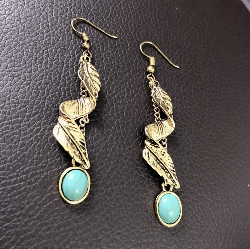 Leaf Artificial Turquoise Earrings