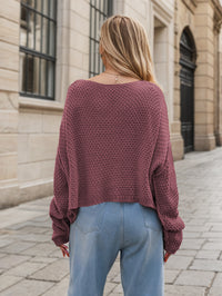 Round Neck Dropped Shoulder Long Sleeve Sweater