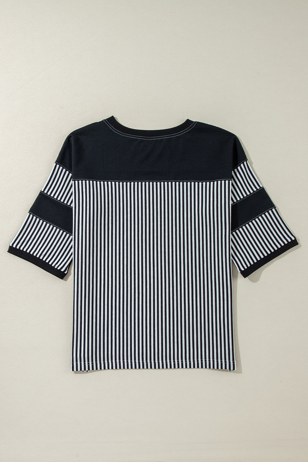 Black & White Striped Patchwork Oversized Tee