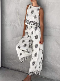 Trendsi sleeveless top and wide-leg pants set, two-piece outfit featuring a sleeveless blouse and flowy trousers in a stylish design.