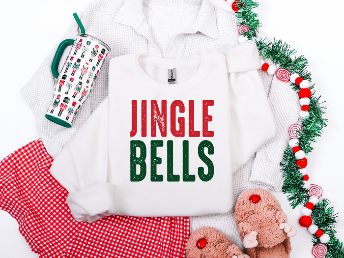 Jingle Bells Green & Red Graphic Tee or Sweatshirt