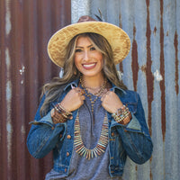 Aqua Terra Slab Necklace with Genuine Leather Ties 250b