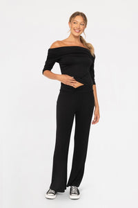 Mono B Cross Pleat Flare Pants