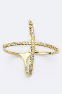 Crossed CZ Ring