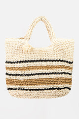 Fame Striped Braided Tote Bag