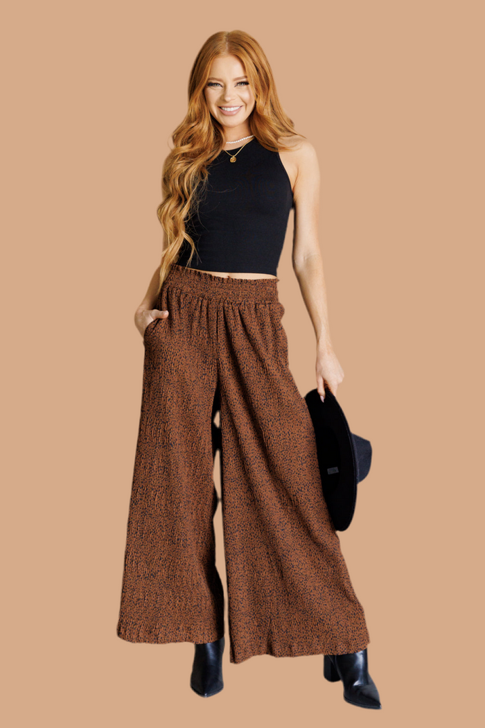 Harmony High Rise Wide Leg Pants in Brown