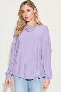 Basic Bae Ribbed Round Neck Long Sleeve T-Shirt