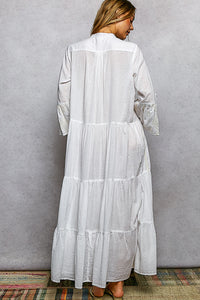 Embroidered floral tiered maxi dress from POL by Trendsi featuring colorful floral embroidery and flowing fabric.