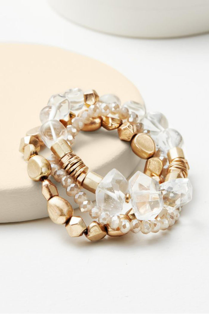 SAACHI Cressa beaded bracelet set featuring multiple stylish beaded bracelets with colorful and intricate designs.