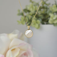 Opera Golden Necklace | Mother of Pearl Pendant Necklace