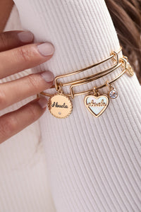 Abuela Mother of Pearl Heart Charm Bangle
