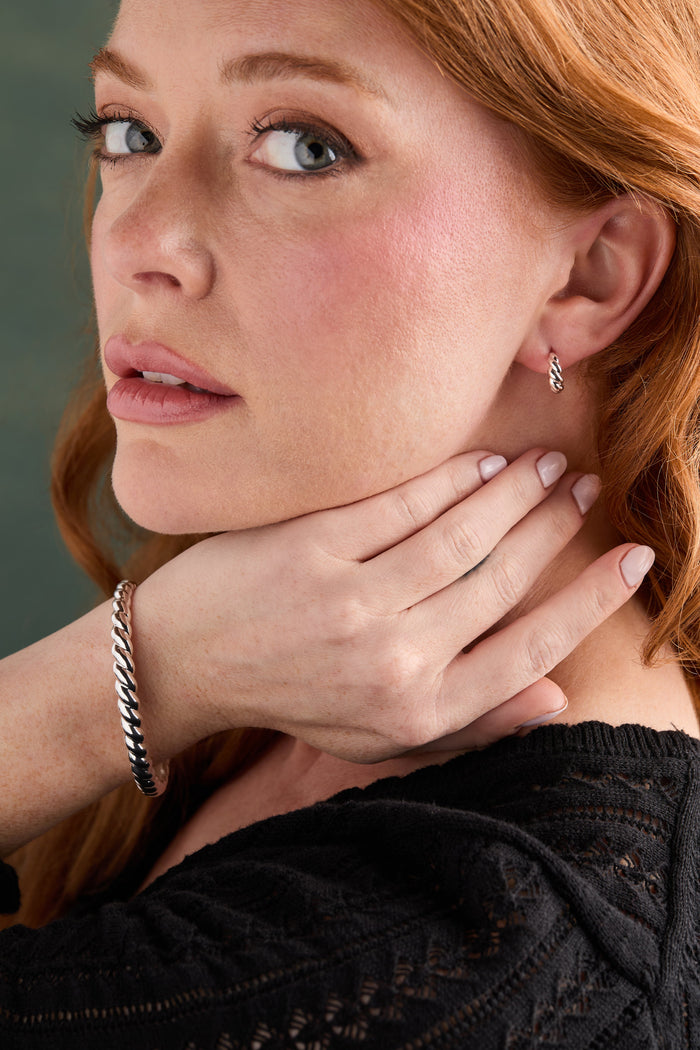 Puffy Rope Textured Huggie Hoop Earring