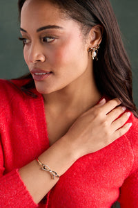 Bow Pearl Coquette Tension Bangle