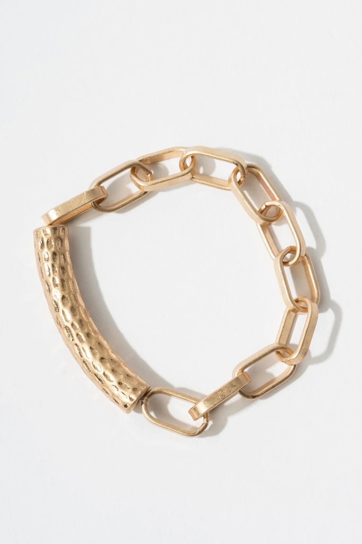 Metallic beaded chain trio bracelet by SAACHI featuring three layered bracelets with shiny beads and delicate chain links.