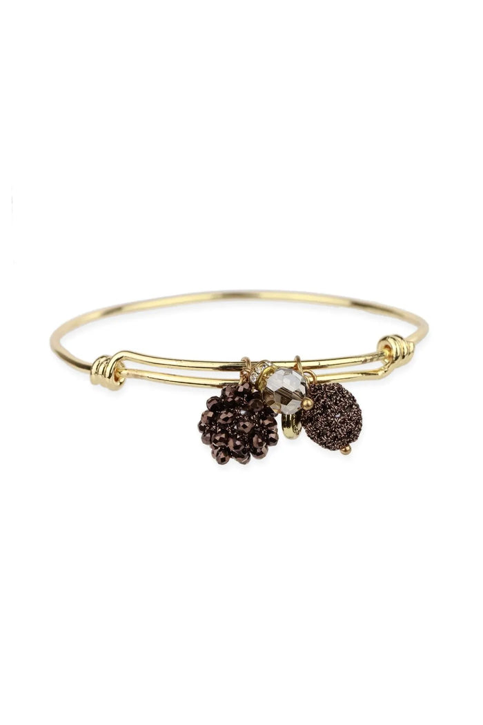 SAACHI adjustable charm bangle bracelet with colorful charms and sleek metal finish, stylish accessory for any occasion.