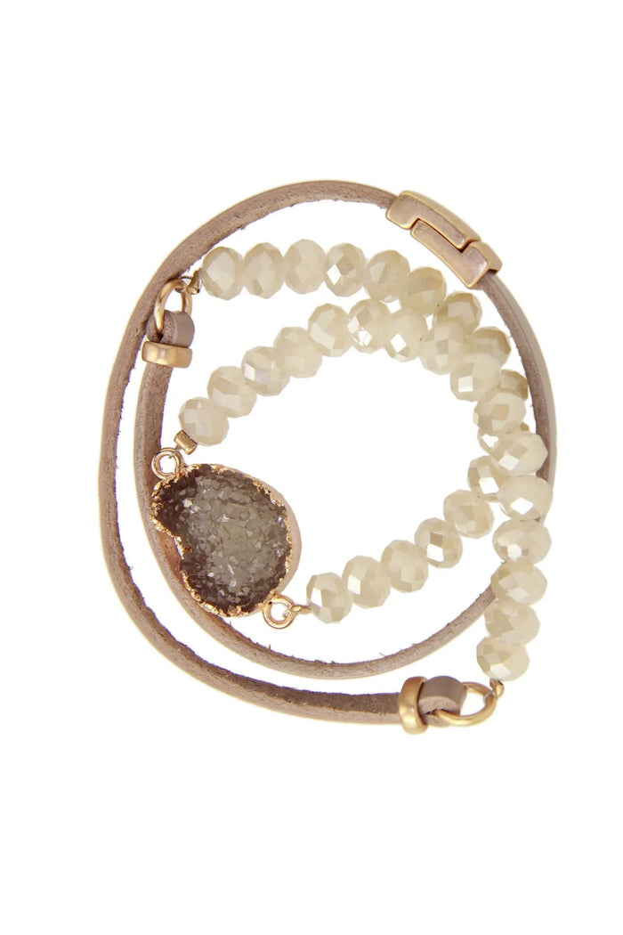 Beaded Druzy Wrap Bracelet by SAACHI featuring sparkling druzy beads and a woven wrap design.