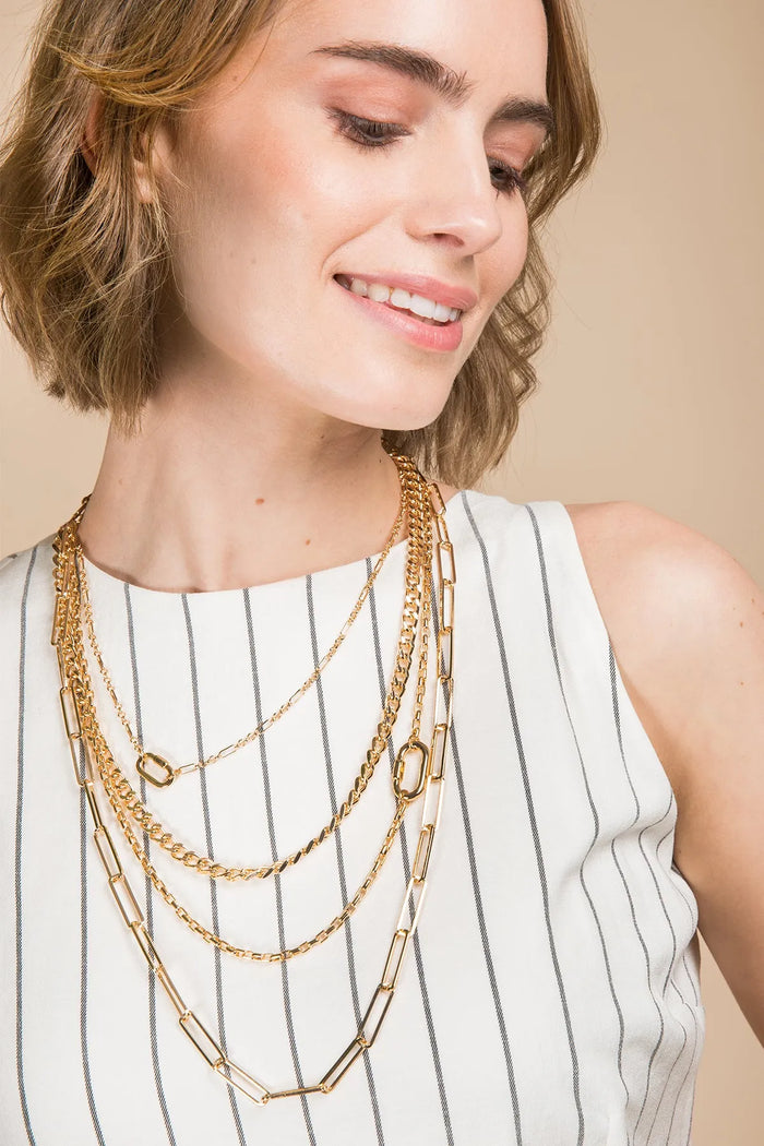 Layered gold chain necklace by SAACHI featuring multiple delicate chains and a stylish layered design.