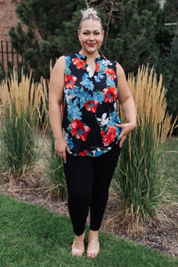 Sleeveless blouse from Ave Shops, pink top with a floral pattern, stylish and lightweight for warm weather.