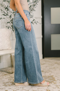 Adrian Mid Rise Retro Wide Leg Jeans