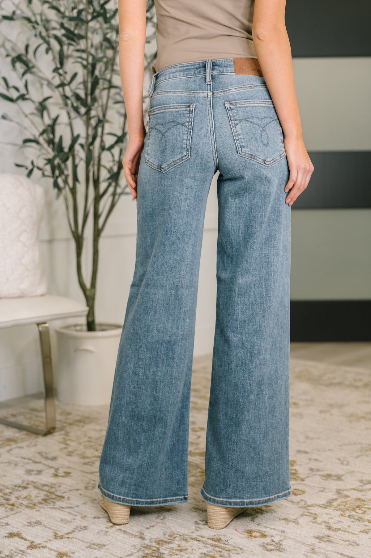 Adrian Mid Rise Retro Wide Leg Jeans