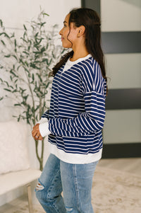 Almost Therapeutic Drop Shoulder Pullover in Navy - The GlamBox Jewels Boutique