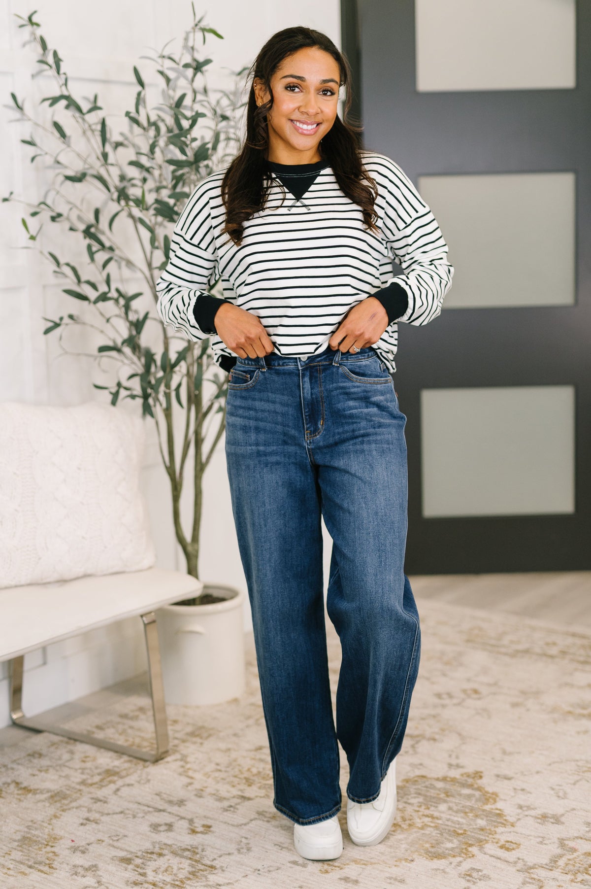 Almost Therapeutic Drop Shoulder Pullover in White and Black - The GlamBox Jewels Boutique