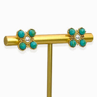 Pendientes de cruz con gloria de perla turquesa