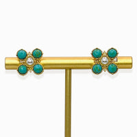 Pendientes de cruz con gloria de perla turquesa
