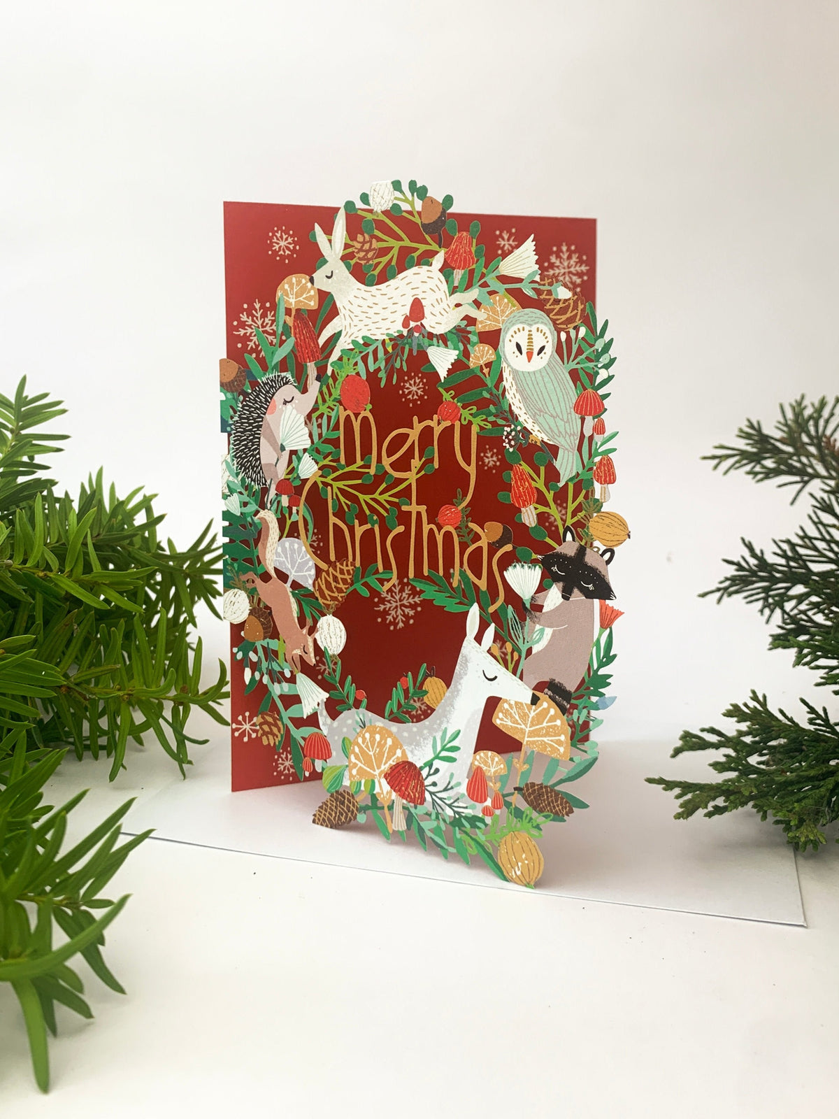 Animal Wreath Lasercut Christmas Card