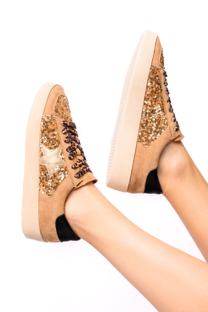 Another Round Sneakers in Gold Sequins