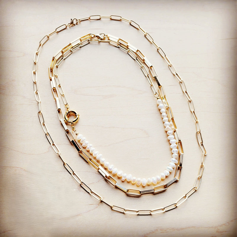 Matte Gold Large Chain Link Layering Necklace 255n