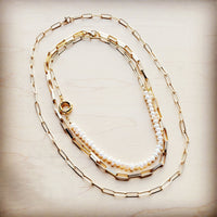 Gold Large Chain Link Layering Necklace 22" length 255o