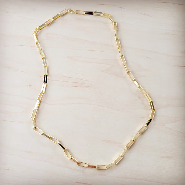Matte Gold Large Chain Link Layering Necklace 255n