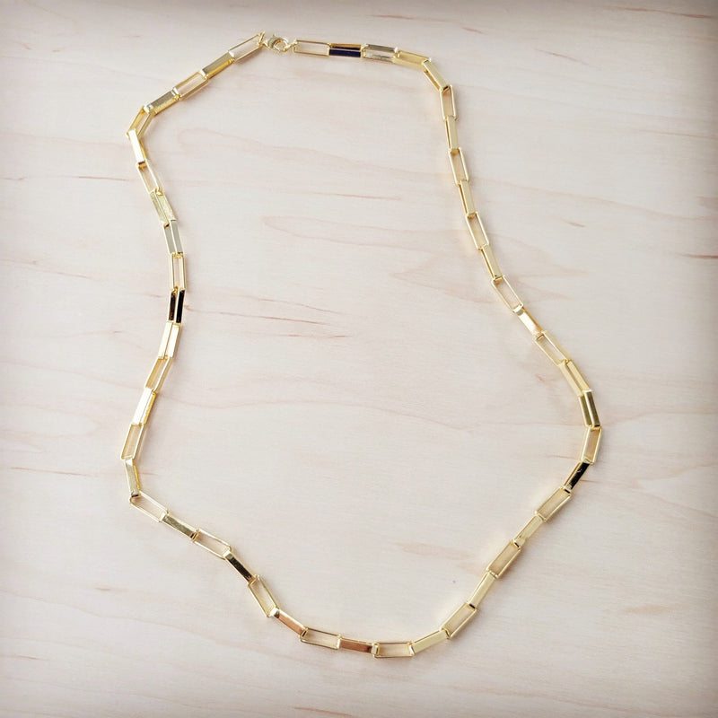 Gold Large Chain Link Layering Necklace 22" length 255o