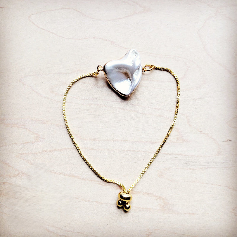 **Freshwater Pearl Gold Bracelet with Adjustable Slide 807z