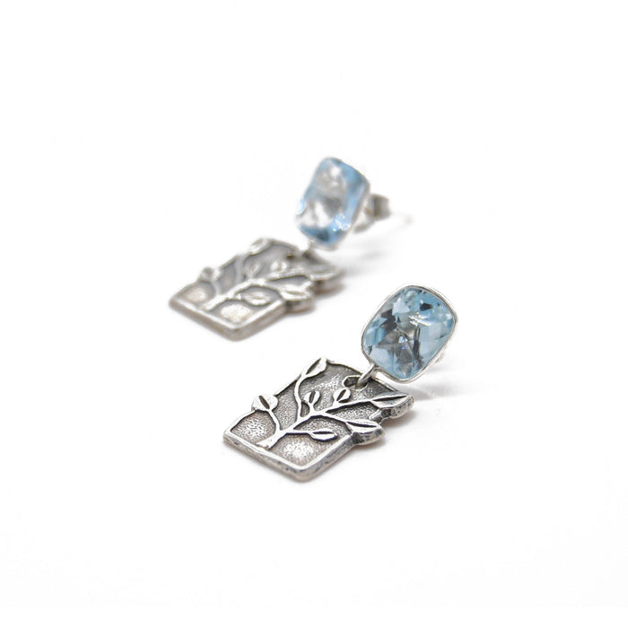 Natural Blue Topaz Branch Earring