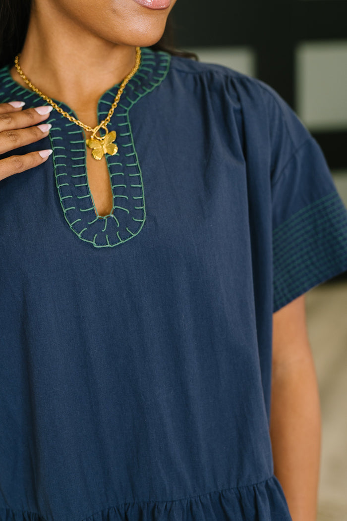 Boot Scootin' Boogie Tiered Dress in Navy - The GlamBox Jewels Boutique