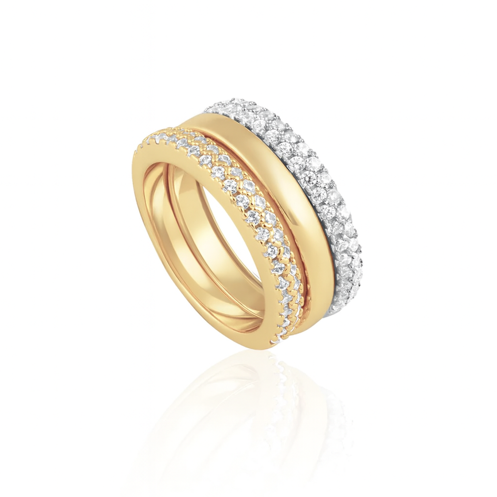 The Serene Two Tone Ring Stack - The GlamBox Jewels Boutique