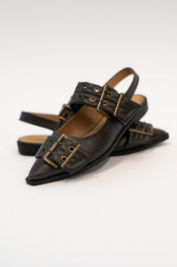 Crazy Train Buckle Pointy Toe Flats